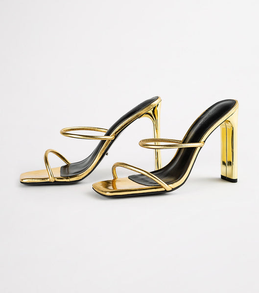 Gold Tony Bianco Florence Gold Foil 11cm Block Heels | YPHVQ38705