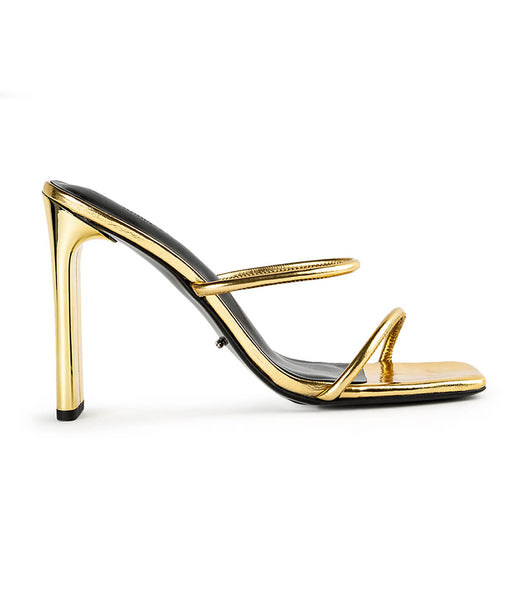 Gold Tony Bianco Florence Gold Foil 11cm Block Heels | YPHVQ38705