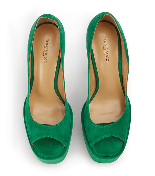 Green Tony Bianco Jolee Jade Suede 15cm Platform Shoes | PHDYB24009