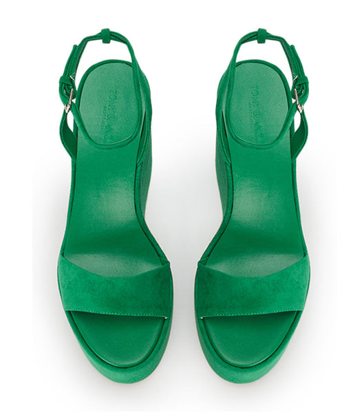 Green Tony Bianco Vesna Jade Suede 13cm Wedges | EPHVG52559