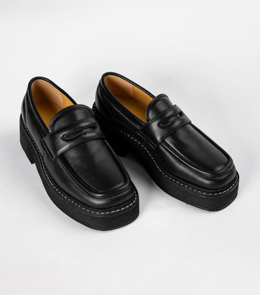 Grey / Black Tony Bianco Granite Black Nappa 5cm Loafers | PHJVR10646