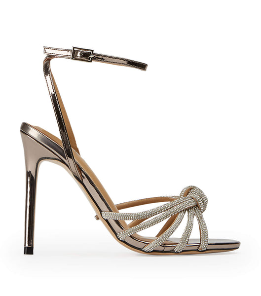 Grey Tony Bianco Kyla Gunmetal Shine 11cm Strappy Heels | PPHER28961