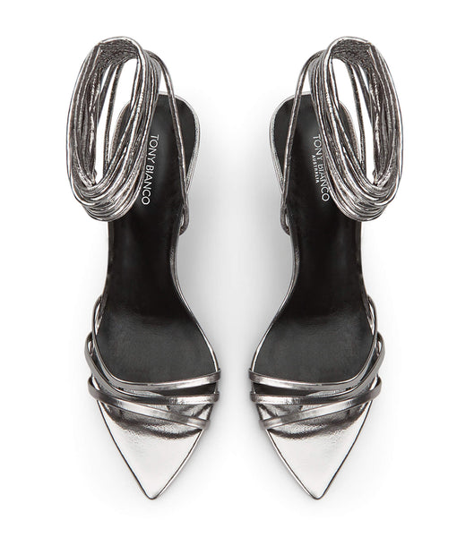 Grey Tony Bianco Mavis Gunmetal Glimmer 10.5cm Strappy Heels | FPHHY45963