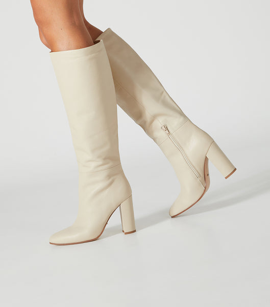 Light Yellow Tony Bianco Boss Vanilla Venice 9.5cm Knee High Boots | QPHWA95142