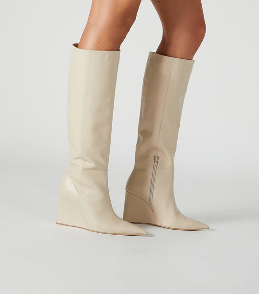 Light Yellow Tony Bianco Drake Vanilla Capretto 9.5cm Mid Calf Boots | PHNEJ67896