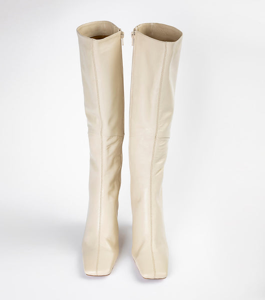 Light Yellow Tony Bianco Fantasy Vanilla Nappa 8cm Stiletto Boots | DPHVO22105