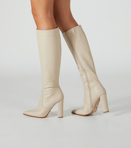 Light Yellow Tony Bianco Lucille Vanilla Venice 10.3cm Knee High Boots | PPHQX21542