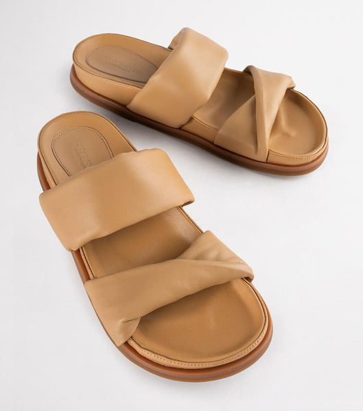 Orange Tony Bianco Henry Honey Nappa 3.5cm Slides | PHXBR89891