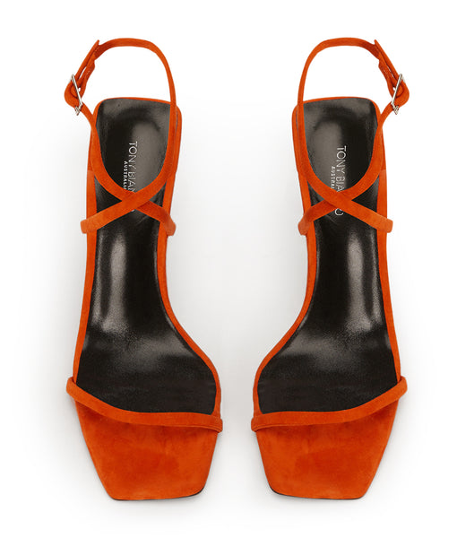 Orange Tony Bianco Naxos Aperol Suede 10.5cm Strappy Heels | PHNEJ22449