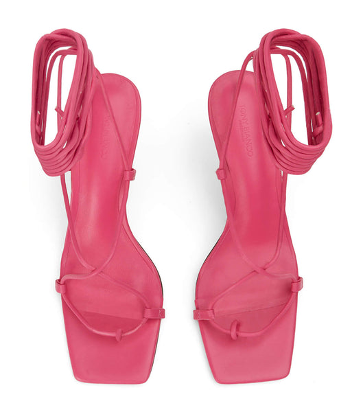 Pink Tony Bianco Clarity Acid Pink 8.5cm Strappy Heels | PHEGJ84597