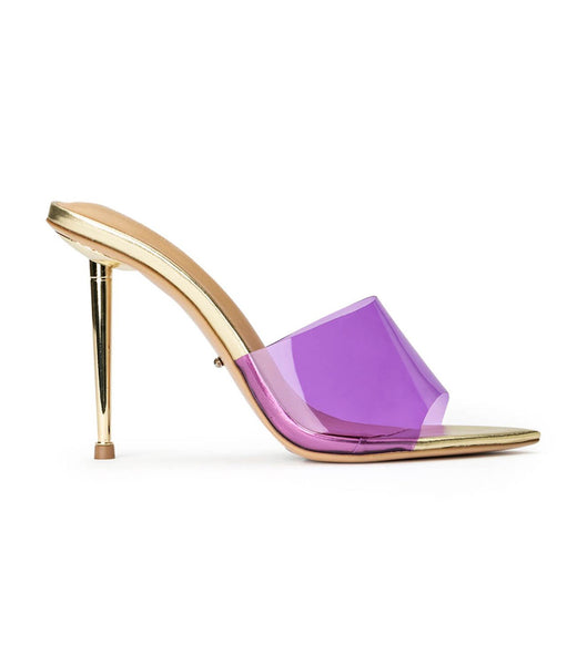 Purple / Gold Tony Bianco Mylo Purple Vinylite/Gold 10.5cm Stiletto Heels | XPHBH74492