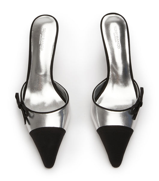 Silver / Black Tony Bianco Shirley Silver/Black 8cm Low Heels | PHDFL81860