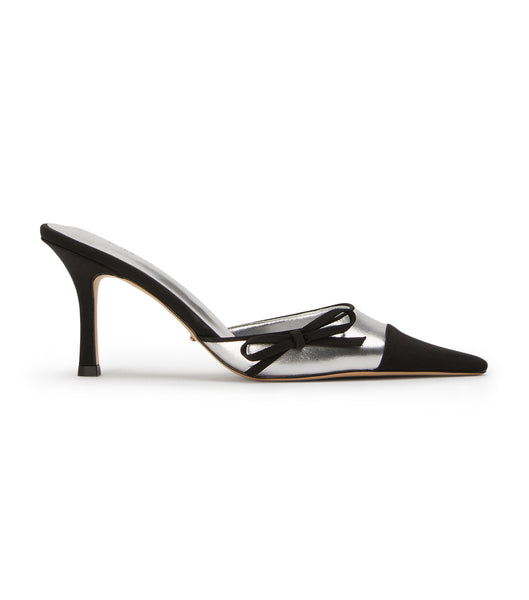 Silver / Black Tony Bianco Shirley Silver/Black 8cm Low Heels | PHDFL81860