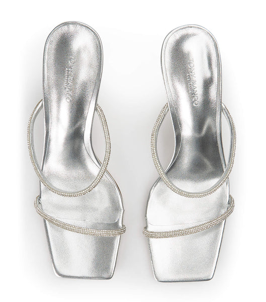 Silver / Metal Tony Bianco Chase Silver Nappa Metallic 8.5cm Bling Heels | EPHVG19331