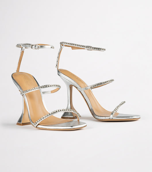 Silver / Metal Tony Bianco Shy Silver Nappa Metallic 10.5cm Event Heels | PPHQX64839