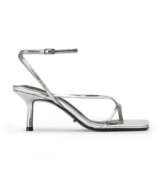 Silver Tony Bianco Avi Silver Foil 6.5cm Low Heels | FPHHY34036