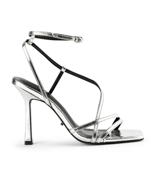 Silver Tony Bianco Franci Silver Foil 10.5cm Strappy Heels | PHCVG15680