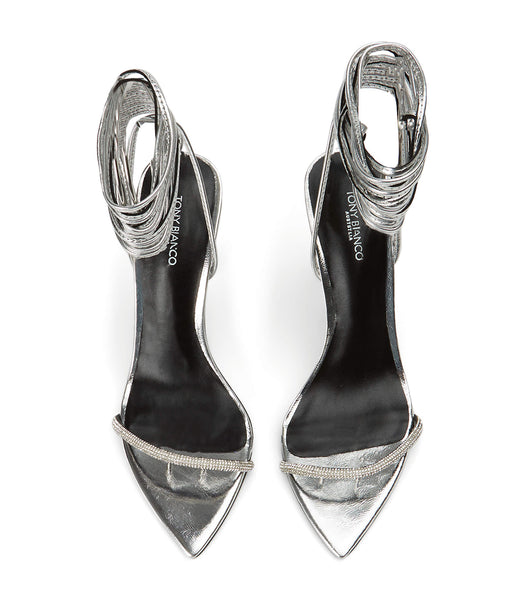 Silver Tony Bianco Makai Silver Foil 10.5cm Bling Heels | PHJVR76621