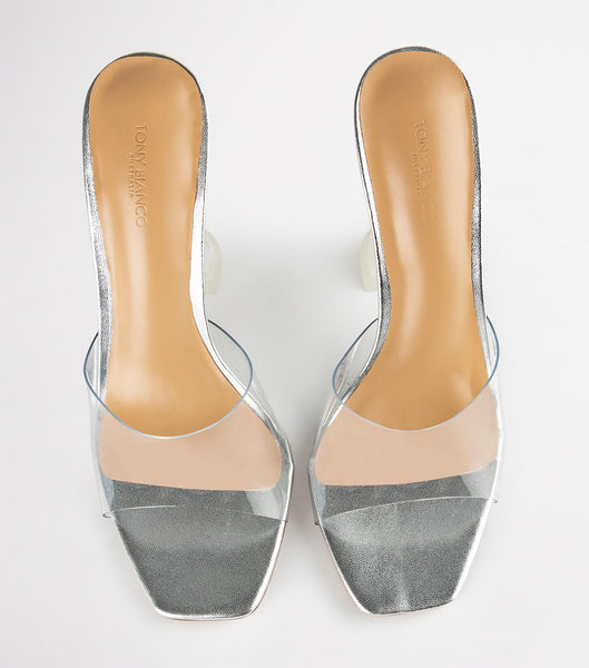 Silver Tony Bianco Serri Clear Vinylite/Silver 10.5cm Bling Heels | SPHVO23190