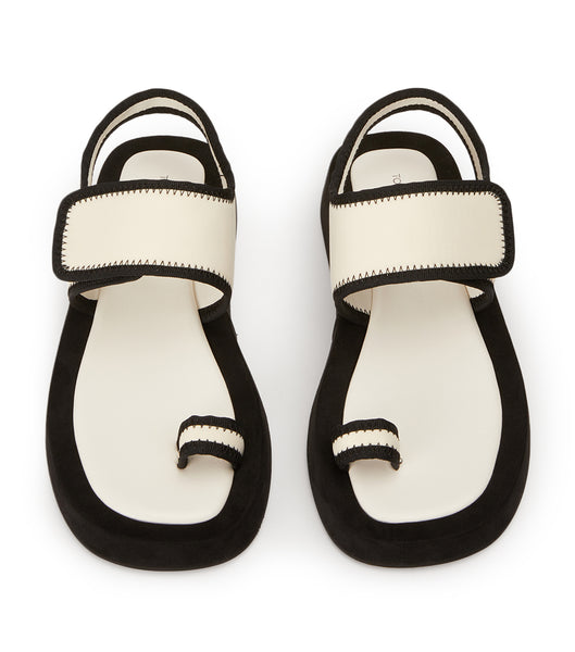 White / Black Tony Bianco Iso White/Black Neoprene 3.5cm Flat Sandals | DPHKV99187