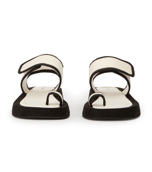 White / Black Tony Bianco Iso White/Black Neoprene 3.5cm Flat Sandals | DPHKV99187