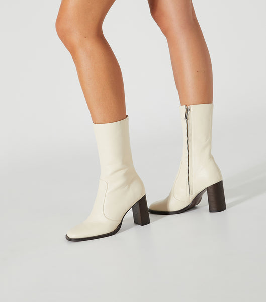 White Tony Bianco Atlanta Ecru Venice 8.5cm Heeled Boots | BPHSD89518