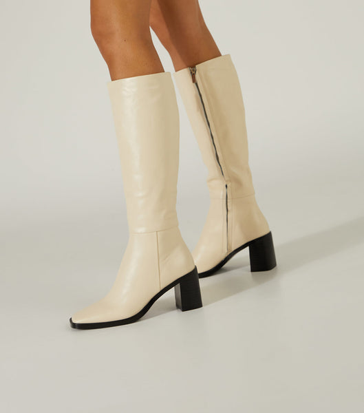 White Tony Bianco Darby Ecru Venice 7.5cm Knee High Boots | PPHER68531