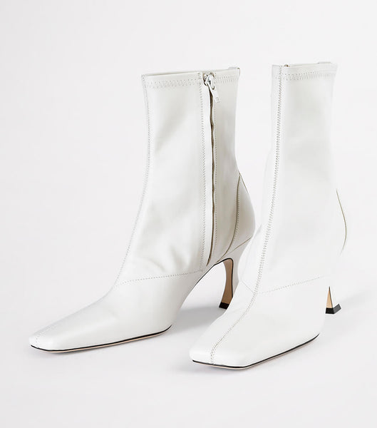 White Tony Bianco Fomo Dove Nappa 8cm Ankle Boots | LPHTR90751