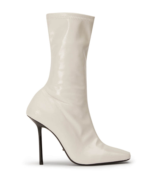 White Tony Bianco Remie Ecru Crinkle Patent 10.5cm Ankle Boots | APHDF41399