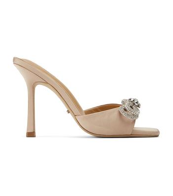 Beige Tony Bianco Franki Nude Satin 10.5cm Bridal Heels | FPHUI76095