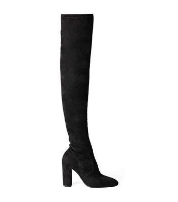 Black Tony Bianco Bloom Black Stretch Suede 9.5cm Heeled Boots | QPHWA27656