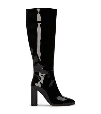 Black Tony Bianco Boss Black Patent 9.5cm Mid Calf Boots | DPHKV75455