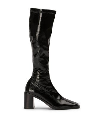 Black Tony Bianco Damon Black Crinkle Patent 7.5cm Knee High Boots | MPHFT50148