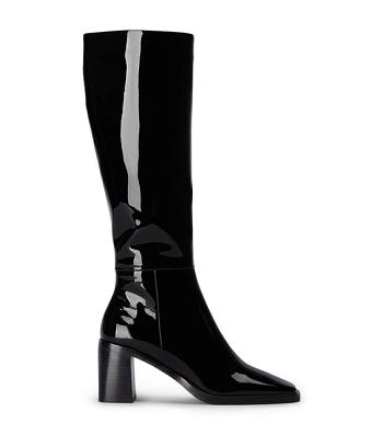 Black Tony Bianco Darby Black Patent 7.5cm Mid Calf Boots | DPHVO49132