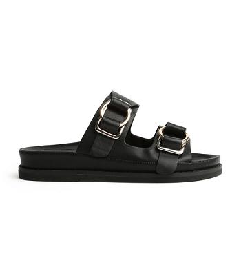 Black Tony Bianco Hunter Black Como 3.5cm Flat Sandals | GPHUC73599