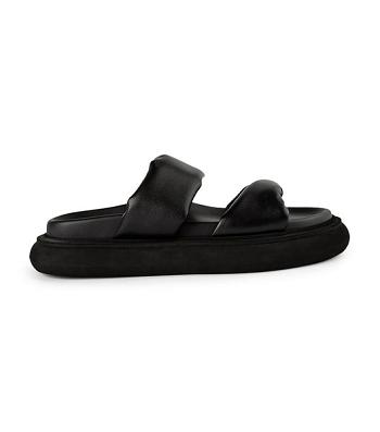 Black Tony Bianco June Black Nappa 3cm Slides | DPHVO66092