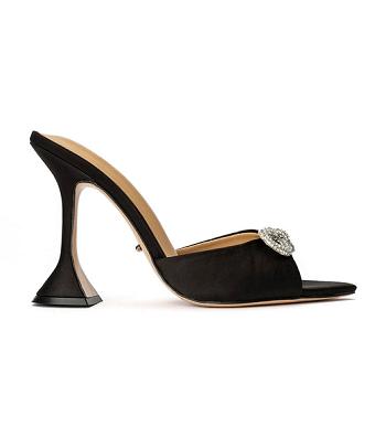 Black Tony Bianco Montana Black Satin 10.5cm Event Heels | PHEAH93243