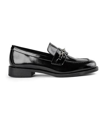 Black Tony Bianco Rebecca Black Hi Shine 2.5cm Loafers | BPHSO62731