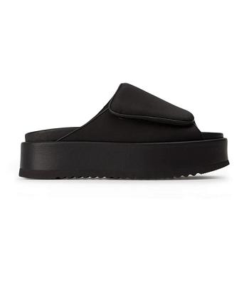 Black Tony Bianco Roxana Black Scuba 6cm Slides | PHQAV50686