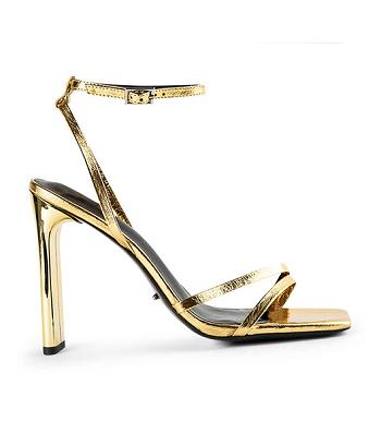 Gold Tony Bianco Fiance Gold Foil 11cm Strappy Heels | PHJZR30020