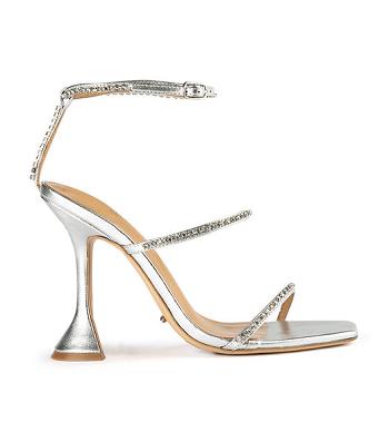 Silver / Metal Tony Bianco Shy Silver Nappa Metallic 10.5cm Bling Heels | BPHSO68617