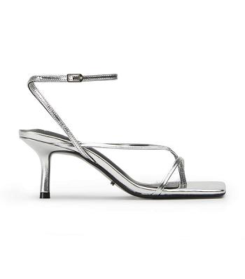 Silver Tony Bianco Avi Silver Foil 6.5cm Stiletto Heels | FPHUI25546