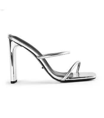 Silver Tony Bianco Florence Silver Foil 11cm Strappy Heels | PHICD77425